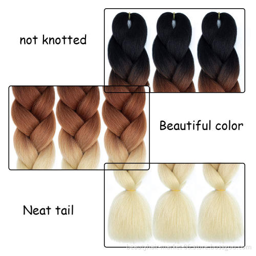 Synthetic Yaki Ombre Braiding Hair Attachment for Braids Pre Stretched Expression Super Jumbo Braid For African Hair Extension